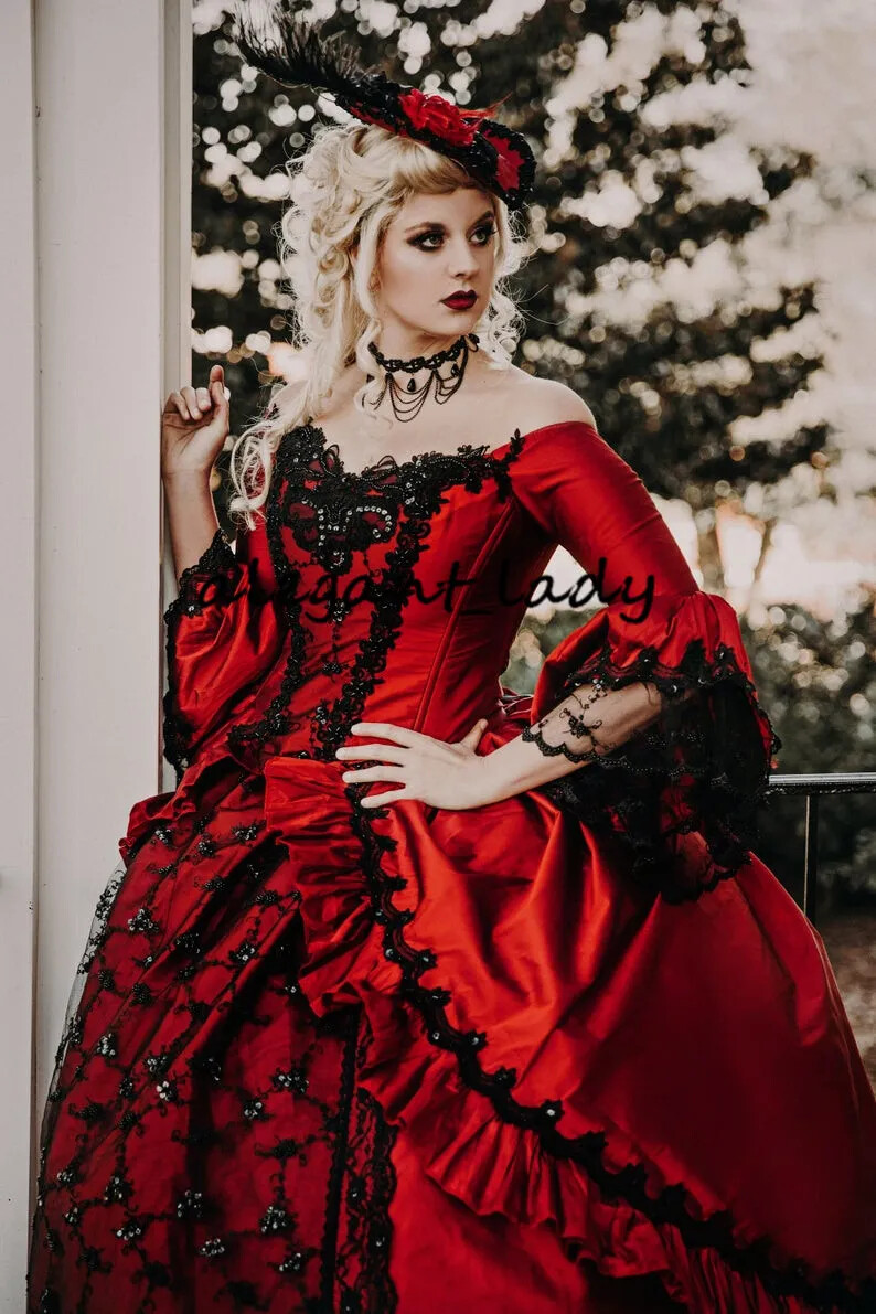 red and black plus size formal dresses Red Sequined Black Girls Mermaid Prom Dresses 2021 Plus Size One Shoul –  Siaoryne main image 0