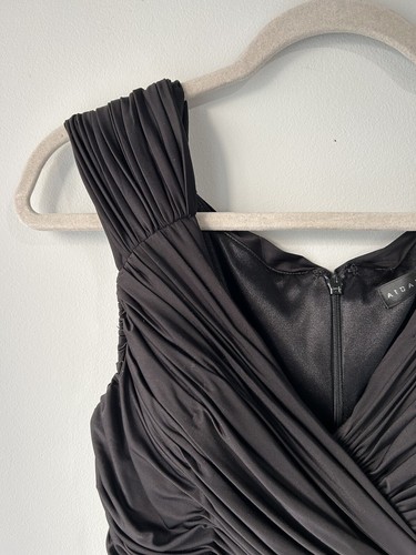 Aidan Mattox Black Ruched Sleeveless Mini Dress Sz 8 - Picture 3 of 5