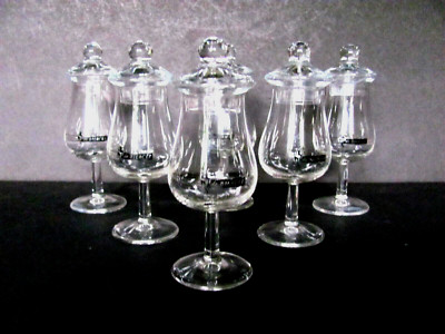 6 RARE ASBACH URALT? DE BIERCEE BELGIUM/GERMAN BRANDY / WHISKEY GLASSES & LIDS