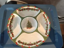 D2- Christopher Radko Serving Platter Chip and Dip Divided Tray Platter