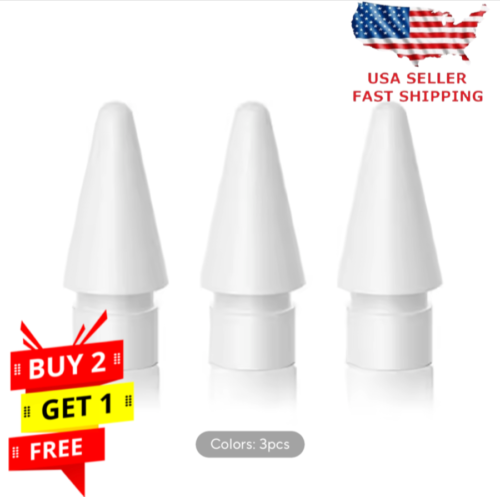 3 Pack Replacement Tips for Apple Pencil 1st 2nd Gen Pen iPad Pro Nib iPencil