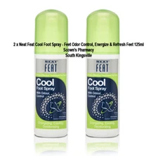 2 x Neat Feat Cool Foot Spray - Feet Odor Control, Energize & Refresh Feet 125ml