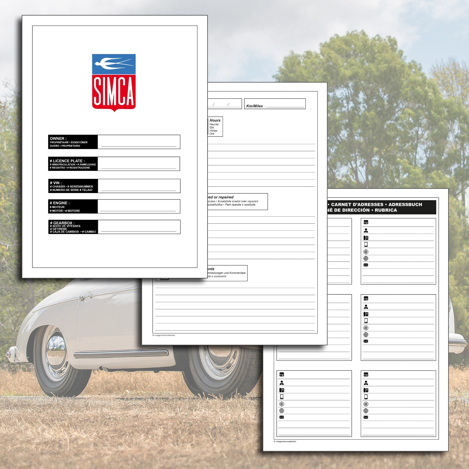 Cahier de restauration Simca Aronde de qualité supérieure avec couverture rigide - 3