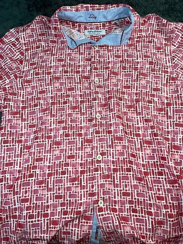 Polo uomo Tommy Bahama Coconut Point Island Zone salmone geometrico taglia L - Foto 2 di 12