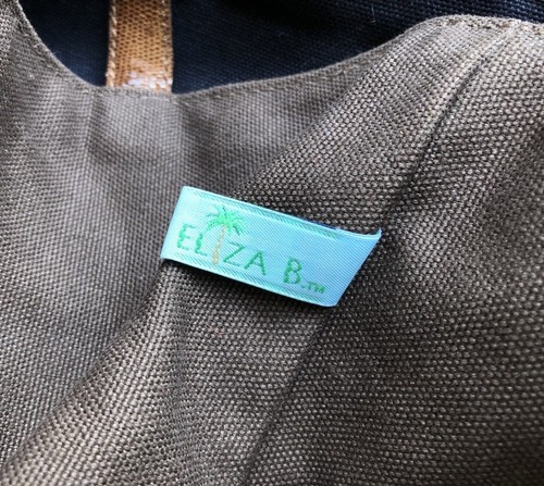 ELIZA B LEATHER MAN USA-MADE BLACK BROWN 2-SIDED HANDMADE CANVAS TOTE BAG EUC - Picture 4 of 12