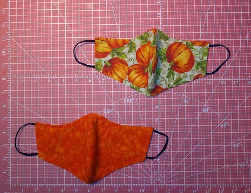 Pumpkin with Check REVERSIBLE Orange Mask Multi Sizes - Picture 3 of 5