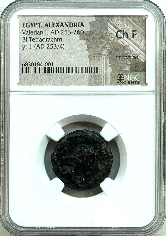 EGYPT, ALEXANDRIA - VALERIAN I (253-260) BI TETRADRACHM - YEAR 1 - NGC CH F