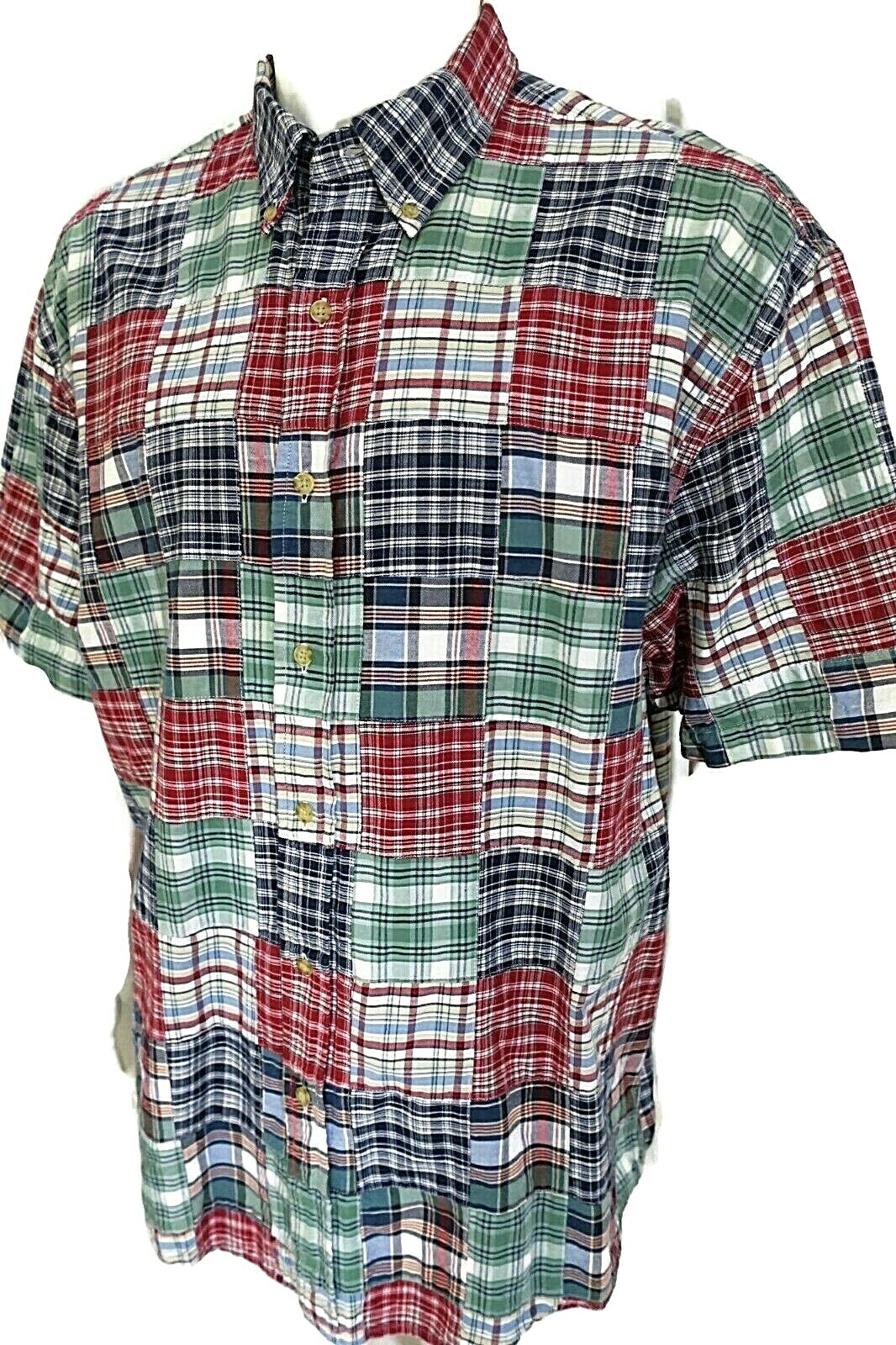 Eddie Bauer Patchwork Plaid Button Collar Short S… - image 3
