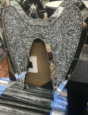 Atemberaubende ENGELSFLÜGEL wandhängend geschliffener Diamant Glitzer Geschenk funkelt verspiegelt UK