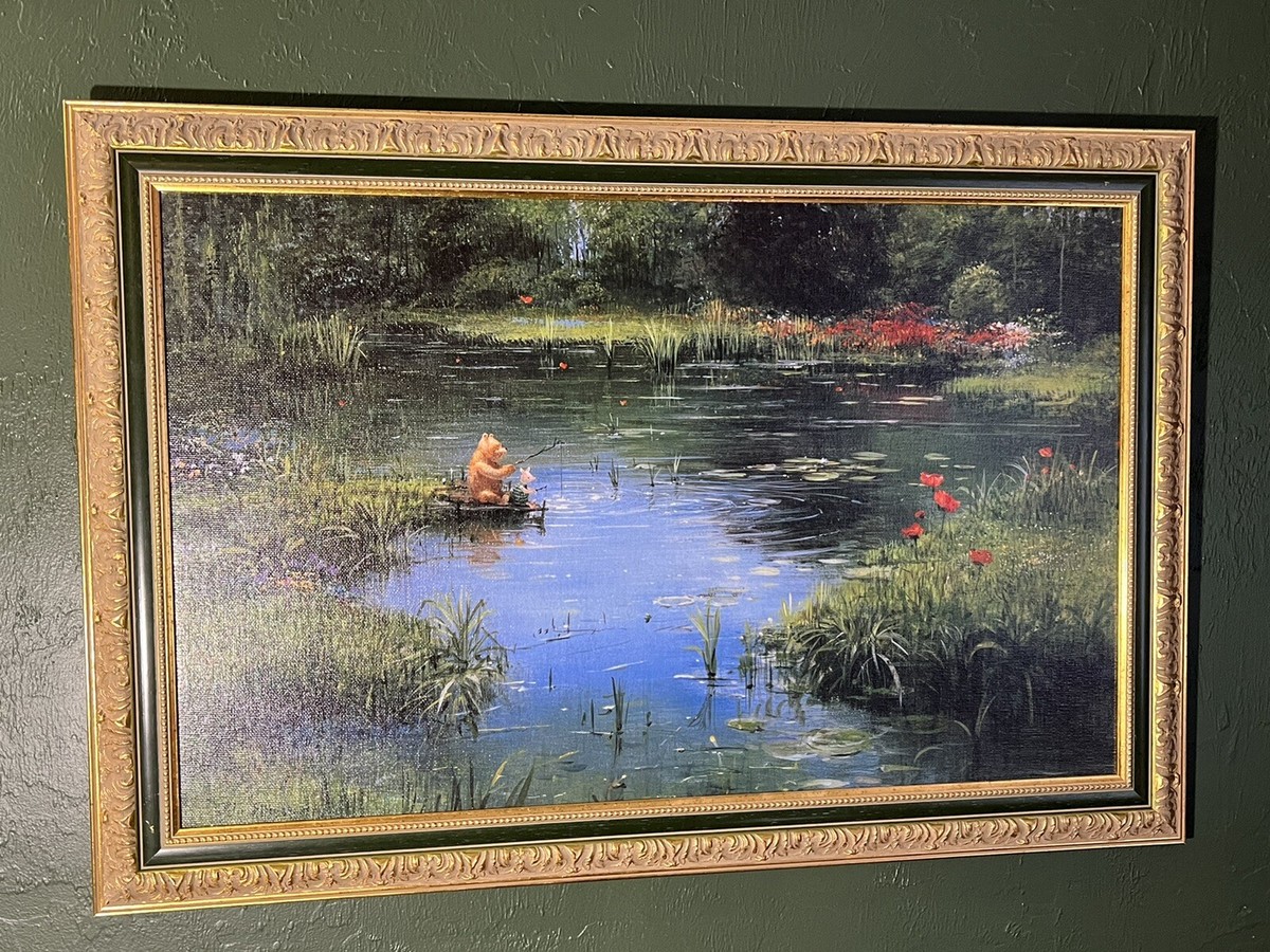 ピーター・エレンショー　絵画　Pooh Fishing with Friends ピーター・エレンショーの『プー フィッシング ウィズ フレンズ