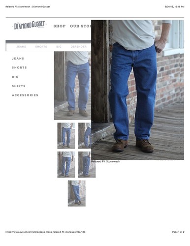 Diamond Gusset Jeans - Men's Stonewash 