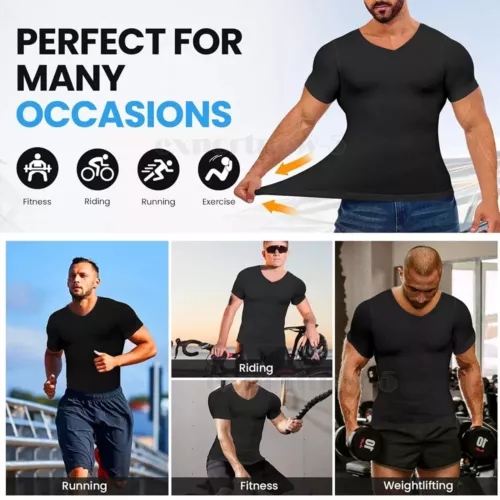 Camisas de compresión de manga corta Cool Dry para hombre, camiseta deportiva capa base - Imagen 15 de 22