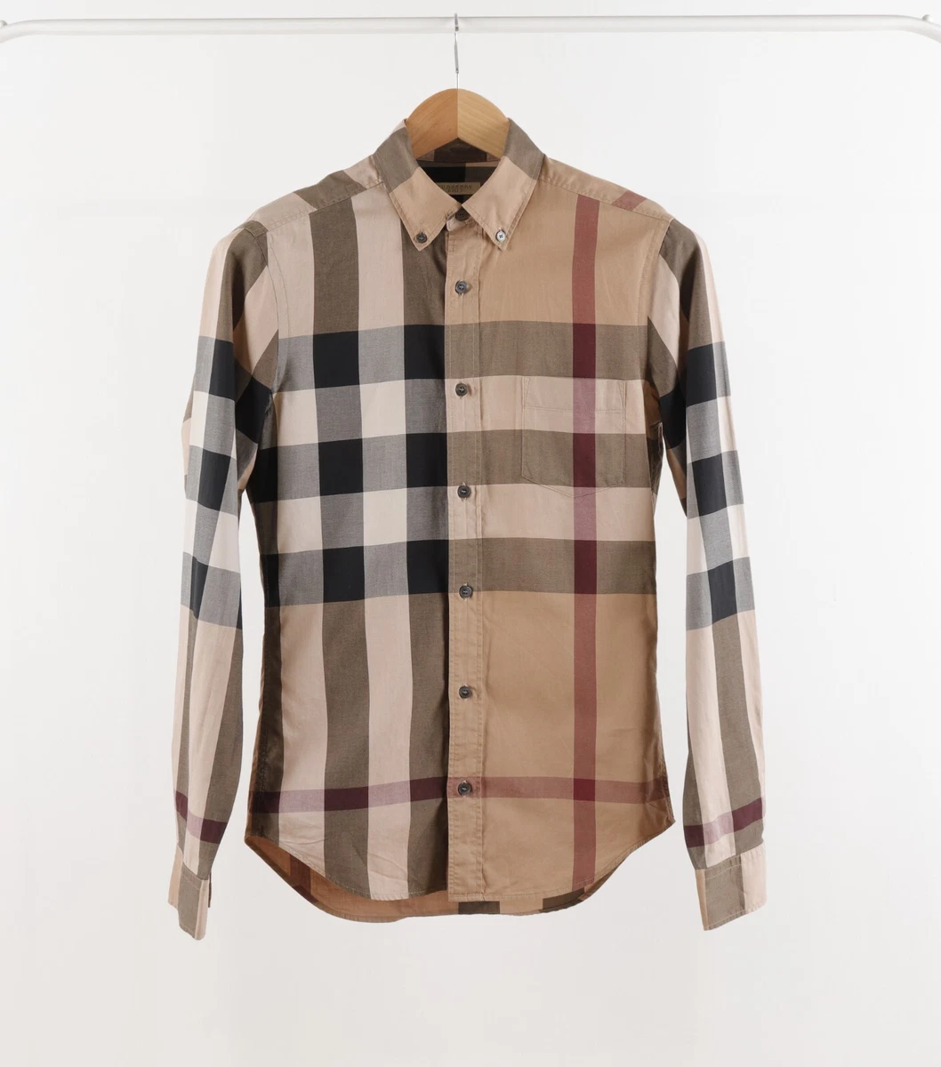 Men's Burberry Brit Cotton Nova Check Shirt Size XS 180/88A