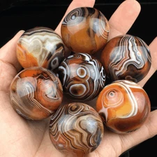 Natural Silk Agate Banded Ball Quartz Crystal Sphere Tumbled Gems Stone DIa.30MM