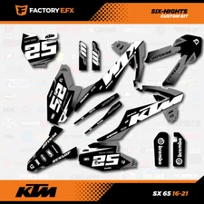 Gray Black 6 Nights Racing Graphics Kit fits 16-24 KTM 65sx 65 sx Decal Sticker