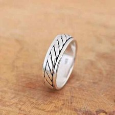 Mens Womens Plain 925 Sterling Silver Celtic Spinning Worry Band Ring Thumb Band