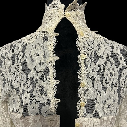 Jessica McClintock Lace Embroidered Long Sleeve Top Button Down Back Vintage - Picture 4 of 9