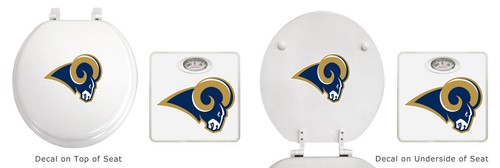 NFL Themed 2 Pc White Finish Bathroom Scale and Molded Wood Toilet Seat w/ Logo - Picture 20 of 31