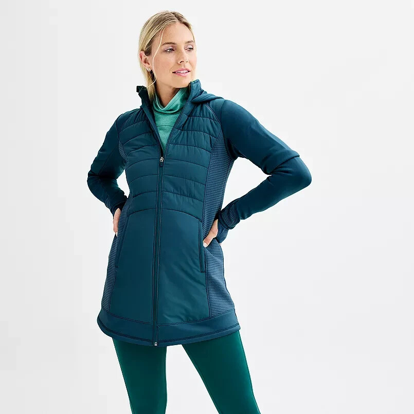 【Mサイズ】EXPLORER LIGHT TECH JACKET BLU TWM Tek Gear Women's Blue Crayon Hooded Long Mixed Media Jacket