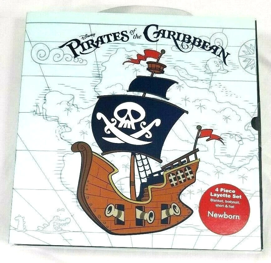 Disney Parks Piratas del Caribe 4 Piezas Layette Bebé Recién Nacido Set Nuevo Foto 2 de 3