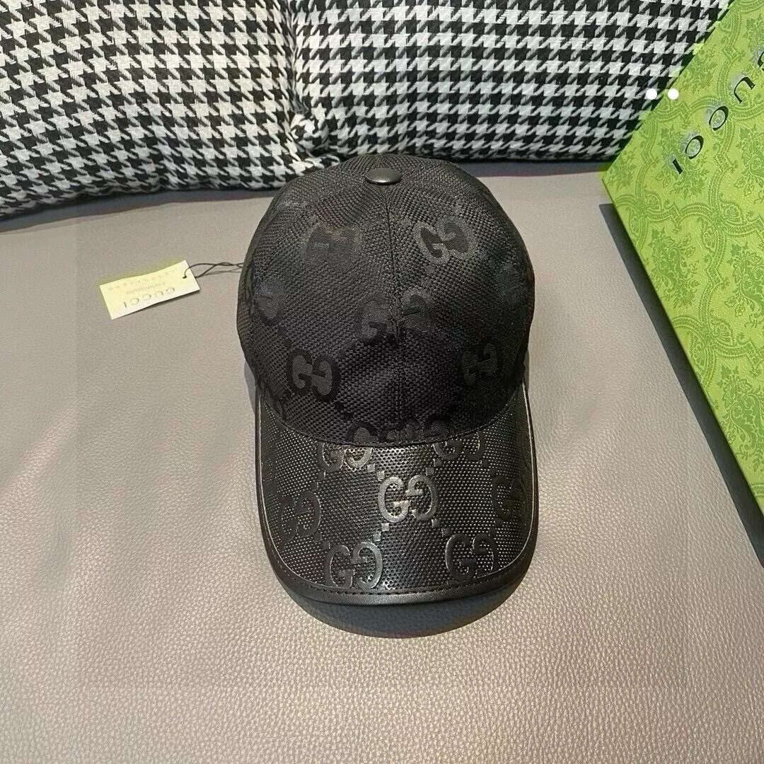 Casquette de baseball Gucci unisexe en cuir noir réglable décontractée sport camionneur chapeau