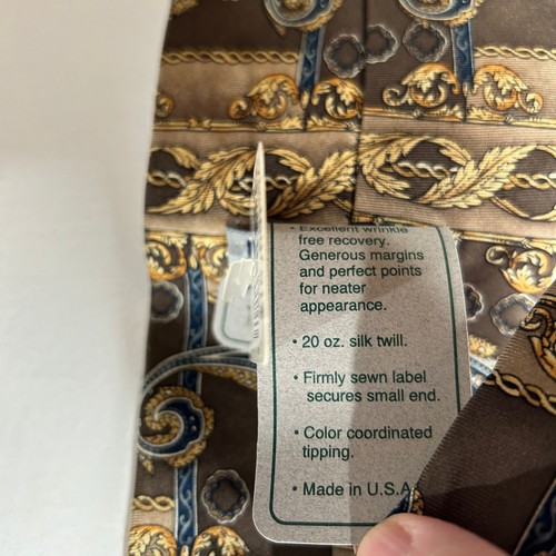 Corbata de cachemira de seda marrón beige azul marrón 4” Sutter & Grant para hombre nueva con etiquetas EE. UU. - Imagen 11 de 11