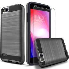 Funda ZTE ZFive C LTE, doble capa híbrida a prueba de golpes + protector de pantalla