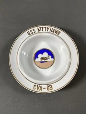 Vintage USS Kittyhawk CVA-63 Hozan China Porcelain Ashtray U.S.S. Kitty Hawk