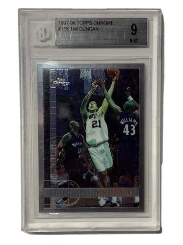 Tim Duncan 1997 Topps Chrome RC San Antonio Spurs HOF #115 BGS 9 Mint