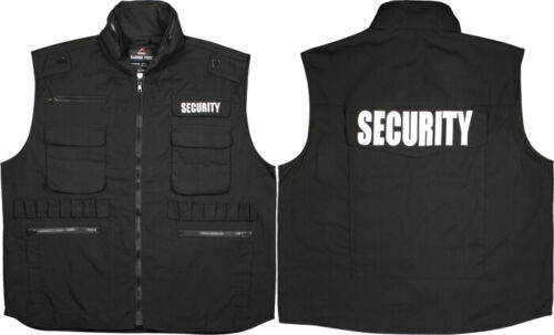 Black SECURITY Officer Guard Ranger Vest Tactical Double Sided Vest with Hood - Picture 6 of 6