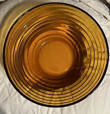 Vintage Duralex Amber French Glass Beehive Pattern Large Bowl