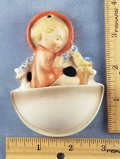 Vintage Hummel HOLY WATER FONT #22/0 Young Child with Bird and Flowers TMK-3