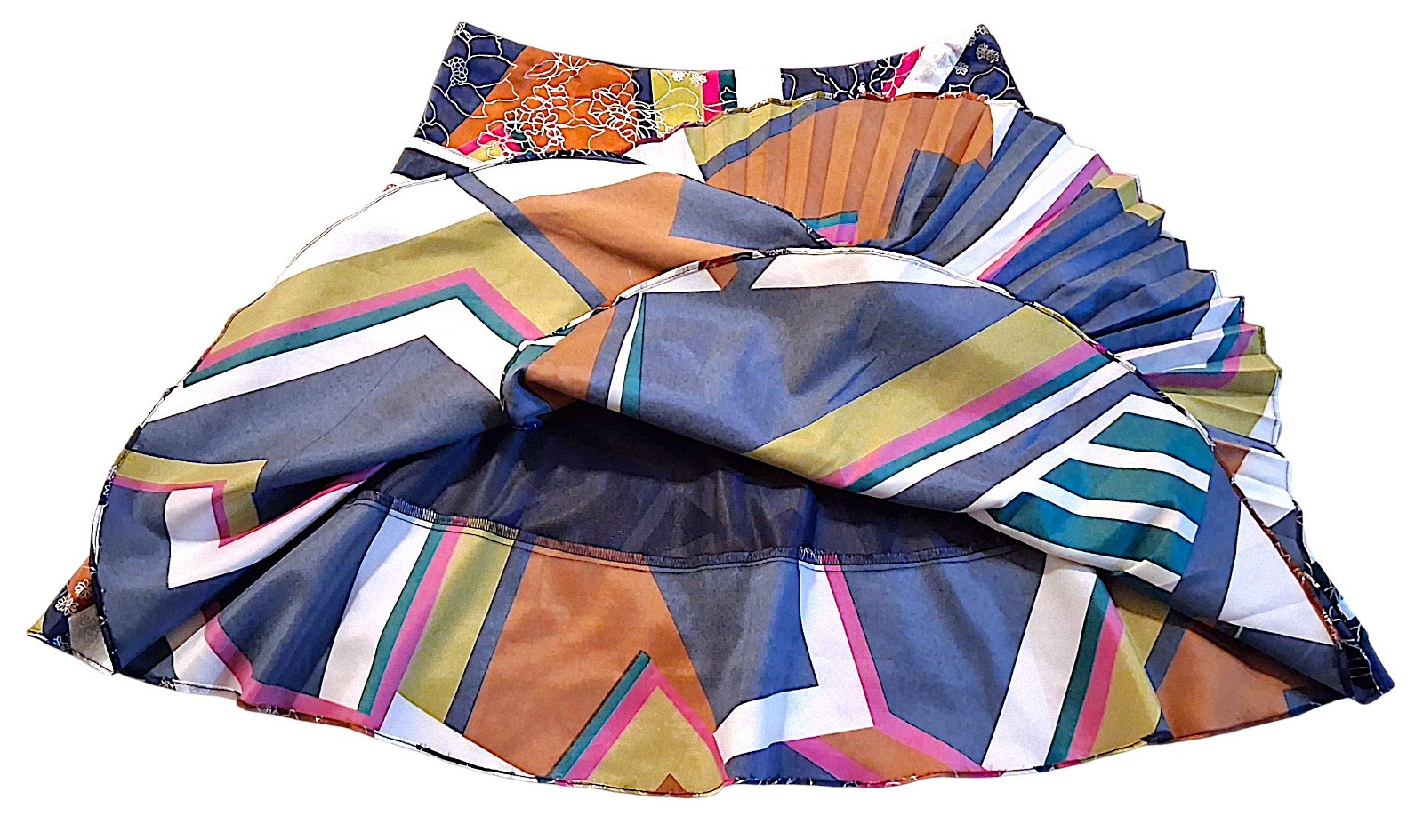 Vintage Floral Patchwork Pleated Layer Skirt Sati… - image 12