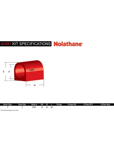 Nolathane Front Sway Bar Mount Bushing fits Daewoo Kalos 1.5 KLAS (42481) - Picture 5 of 12