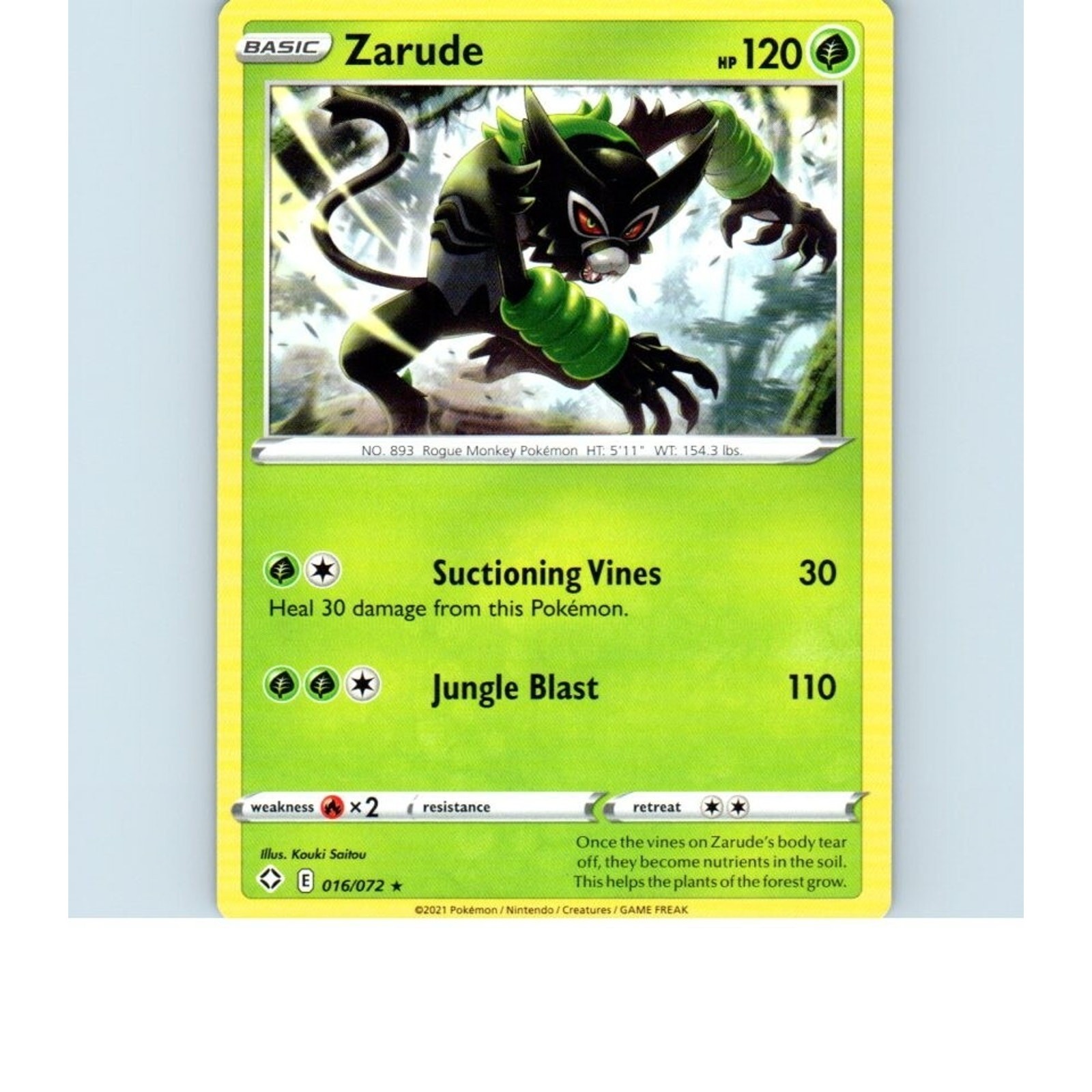 2021 Zarude 016/072 Pokemon Card