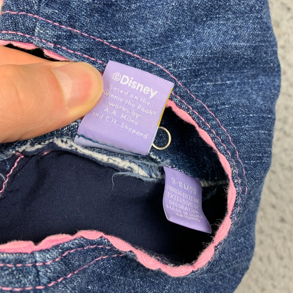 Vintage Disney Baby 2000's Winnie the Pooh Baby Girl Dress 3/6m Y2K Denim - Image 4 of 4