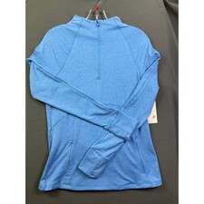 Danskin Women's Melange Half Zip Pullover Blue Heather Performance Top Small S/P