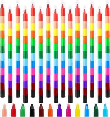 15 Pcs Stacking Crayons 12 Colors Buildable Crayons Set Colorful Drawing Crayons