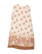 VINTAGE Womens Sleeveless Basic Dress UK 14 Medium White Floral AH03