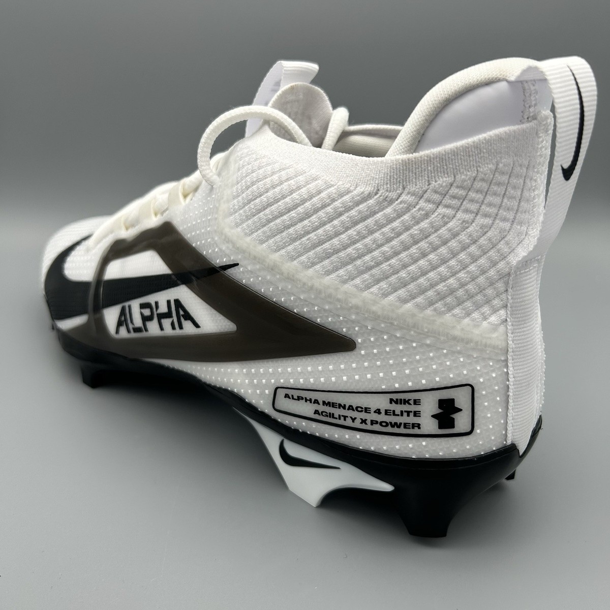 Nike Alpha Menace Elite 4 Football Cleats White/Black Men