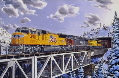 Union Pacific on Donner Pass - Railway Art - Canvas Print, ''Overland Empire''