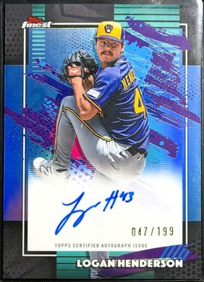 2026 Topps Finest Logan Henderson Auto Aqua Refractor /199 #FA-LH Brewers