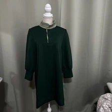 Tuckernuck Pomander Place Charlotte Terry Dress Ruffle Neck Green Polo XL