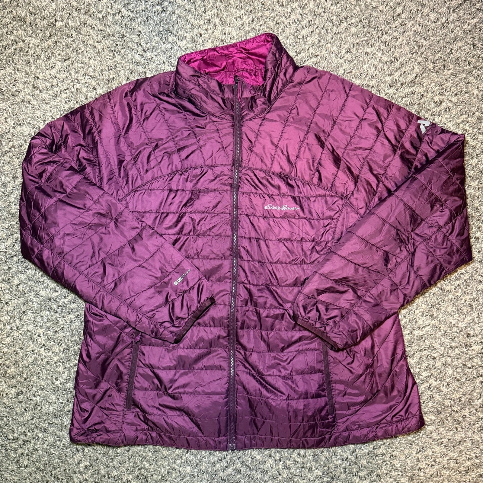 Eddie Bauer Women's Puffer Jacket Medium Purple Quilted Outdoor