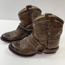 ROPER Selah Leather Ankle Boots Women’s 6 Western Chain Harness Booties Brown