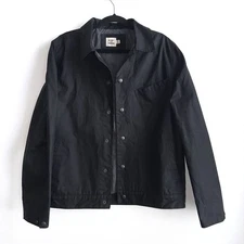 Flint and Tinder James Waxed Snap Jacket Black Size Medium Cotton