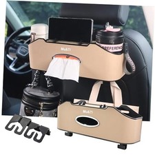Back Seat Car Organizer, Multifunctional Car Seat Back Car Storage Box  beige  
