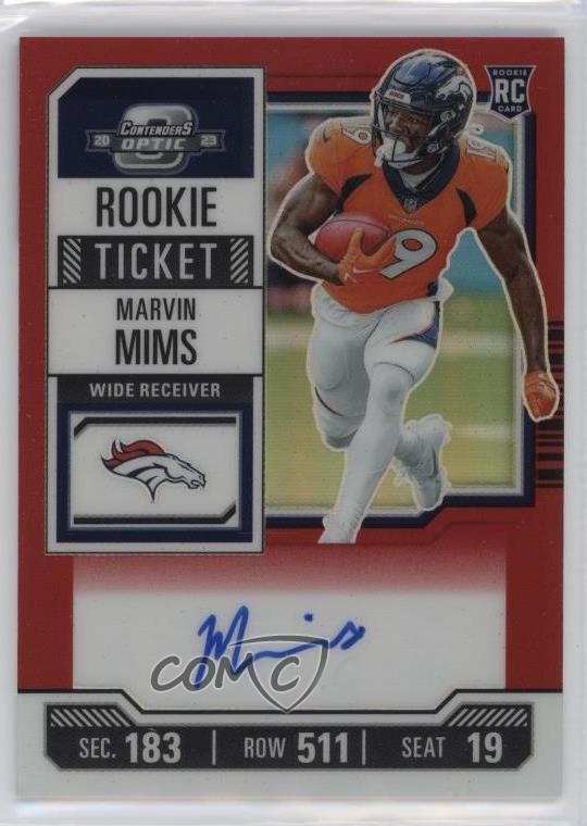 2023 Contenders Optic Ticket RPS Red Prizm /125 Marvin Mims Rookie Auto RC 0b7z