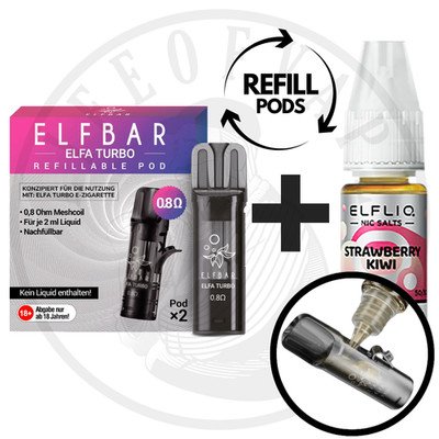 ELFLIQ ELFA TURBO Nachfüll-Pods x E-Liquid | Elfbar Bundle mit 10/20mg Nikotin