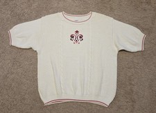 Vintage Knit Short Sleeve Shirt Sweater Women's Medium Made in USA